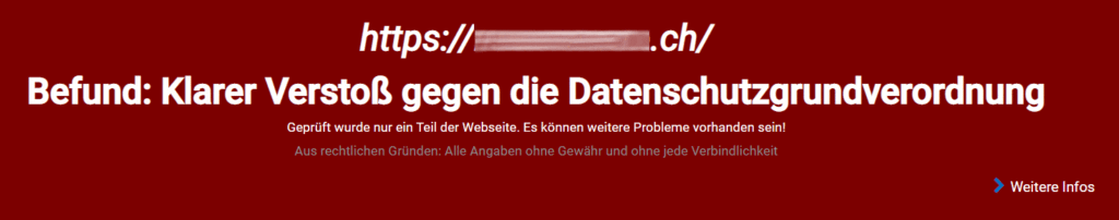 Warnhinweis für einen Verstoss gegen die DSGVO gemäss wwwschutz.de