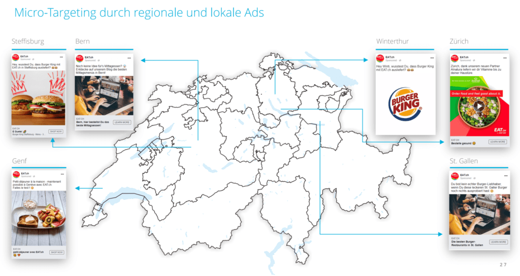 BlueGlass-Kampagne für EAT.ch: Micro-Targeting durch regionale und lokale Ads